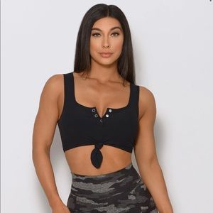Bombshell Sportswear Henley Sports Bra- Black, size Small